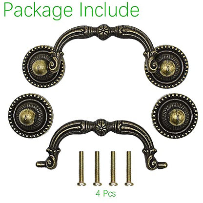 2 Pack 3" Hole Centers Antique Drawer Pulls Vintage Bronze Cabinet Handles Dressing Wardrobe Table Drawer Handles - size: 3"Hole Center