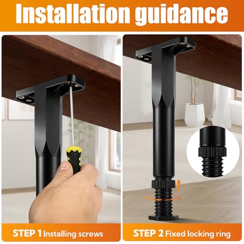 8 Pack Adjustable Bed Support Legs, 9 to 16.5 Inch with Screws