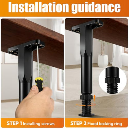8 Pack Adjustable Bed Support Legs, 9 to 16.5 Inch with Screws