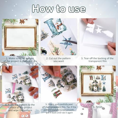 20 Sheets Vintage Christmas Snowman Rub on Transfers for Crafts and Furniture Xmas Winter Holidays Clipartr Transfer Stickers Rub on Decals for Scrapbook DIY Wood Fabric Journal Dairy Envelope Crafts - style: Snowman