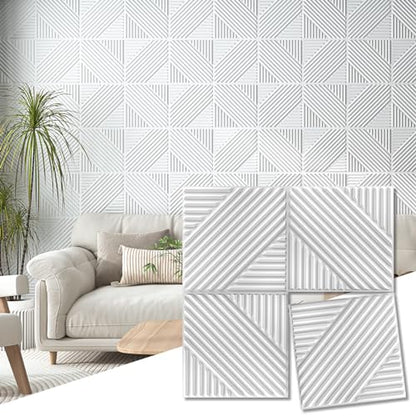 Art3d 3D Textured Accent Wall Panels, 12 x 12 Inch, 33-Pack, White - color: White
