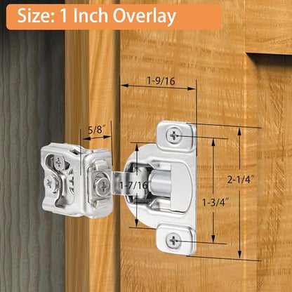 Soft Close Cabinet Hinges for Kitchen, 1” Overlay, 4 Pack - size: 1 Inch Overlay