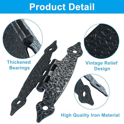 12Pcs Black H Cabinet Hinges - color: Black