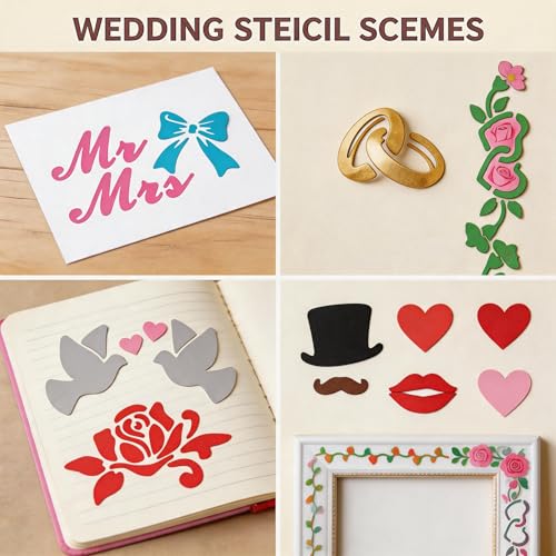 TIAMECH A4 Reusable Wedding Symbols Stencil for Painting - color: Wedding Symbols
