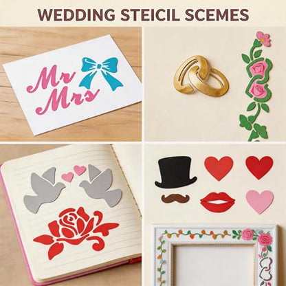 TIAMECH A4 Reusable Wedding Symbols Stencil for Painting - color: Wedding Symbols
