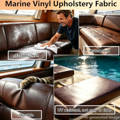 Faux Leather Fabric for Upholstery: Soft Smooth 54"x36" Leather - color: Dark Brown, size: 1 Yard（54"x36")