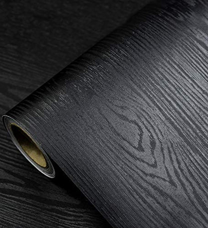 tiltil Black Wood Peel and Stick Wallpaper Wood Contact Paper 17.7" × 197" - size: 17.7" x 197"