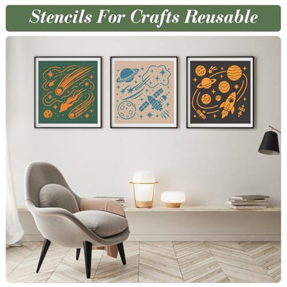 Space Astronaut Stencils for Crafts Reusable 20Pcs Stencils(5.9X5.9 inch) - color: Space 2