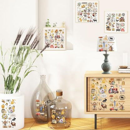 12 Pcs Stickers Rub-On Transfers for Furniture & Crafts - style: Farmland Animal