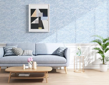 Guvana Blue Wallpaper Peel and Stick Modern Blue and White Contact Paper - color: Blue and White, size: 17.3" x 78.7"