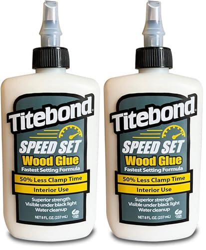 Titebond Speed Set Wood Glue, Fast Set Time, 15-Minute Clamp, Superior Strength, Increase Productivity, Visible Under Blacklight, 8 oz. 4363 (Pack of 2) - size: 8 oz. (Pack of 2)