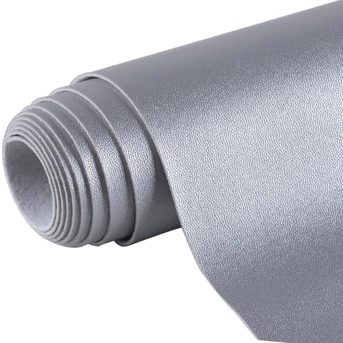 Ramya 16x54 Inch Smooth Faux Leather Sheet,Used for Different DIY Process Projects, Leather Earrings,Upholstery, Leather Roll in Multiple Colors (Silvery) - color: Silvery