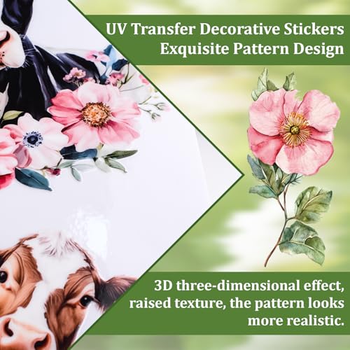 WANDIC 3 Sheets UV Rub on Transfer Stickers Ranch and Cattle Theme 3D Waterproof Decals for DIY Glass Cups Furniture Water Bottle Laptop Crafts,15 * 30cm - color: Ranch Cattle