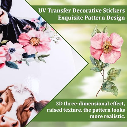 WANDIC 3 Sheets UV Rub on Transfer Stickers Ranch and Cattle Theme 3D Waterproof Decals for DIY Glass Cups Furniture Water Bottle Laptop Crafts,15 * 30cm - color: Ranch Cattle