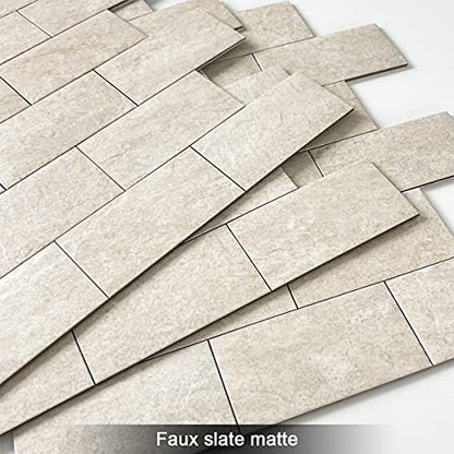BeNice Marble Peel Stick Backsplash Tile Kitchen Rustic Beige 10pcs - color: Rustic Beige, size: 10sheets