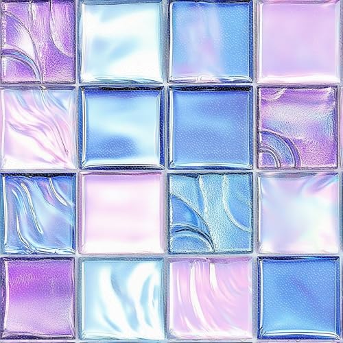 HOMETITUTE Purple Blue Iridescent Mosaic Floor 12x12 Vinyl Tile - color: Blue Purple