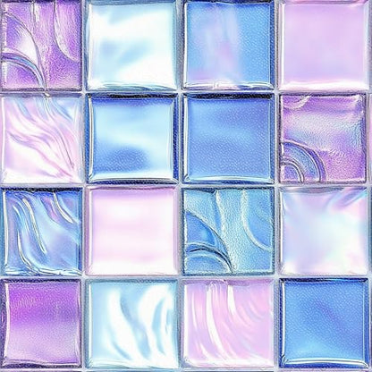 HOMETITUTE Purple Blue Iridescent Mosaic Floor 12x12 Vinyl Tile - color: Blue Purple