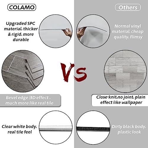 COLAMO 24PCS Peel and Stick Tile Backsplash, Thick Rigid Grey Oak Weathered Self Stick Faux Shiplap Paneling,Stick On Wood Plank Accent Wall Subway Brick Tile for RV,Adhesive Kitchen Backsplash - color: Oak-Athens Grey