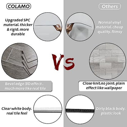 COLAMO 24PCS Peel and Stick Tile Backsplash, Thick Rigid Grey Oak Weathered Self Stick Faux Shiplap Paneling,Stick On Wood Plank Accent Wall Subway Brick Tile for RV,Adhesive Kitchen Backsplash - color: Oak-Athens Grey