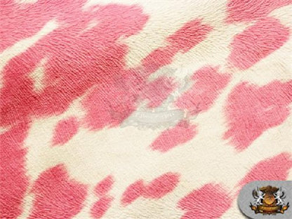 Suede Velvet Cow Print Fabric Udder Madness Upholstery 54" Wide Sold by The Yard (Pink) - color: Pink