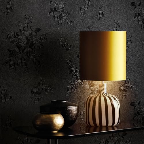 Erfoni Black Peel and Stick Wallpaper Black Floral Embossed Contact Paper - color: Black, size: 17.7" x 78.7"