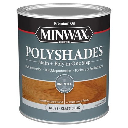 Minwax 61470444 PolyShades Stain & Polyurethane, Quart, Classic Oak