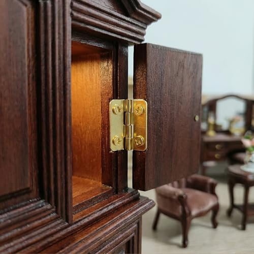 10pcs Small Jewelry Box Hinges with Screws, 1'' Metal Hinge for Wooden Box, Folding Butt Hinges with 4 Holes for Furniture Accessories DIY Crafts - Brass Color