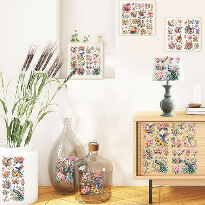 16 Pcs Insect Birds Rub-On Transfers for Furniture & Crafts - style: Insect Birds