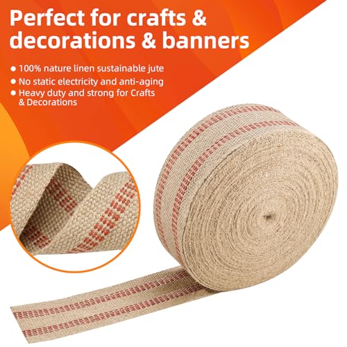 YaeCCC Jute Webbing,Upholstery Webbing for Chair,3.5"x33Yd Upholstery Strap - color: red, size: 3.5" x 33 Yd