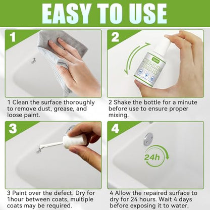 White Touch Up Paint Pen, White Paint for Wall, Door, Cabinets, Furniture, Enamel (Semi-Gloss, 30ML)