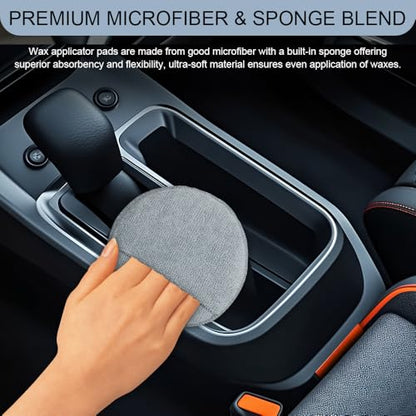 10PCS Wax Applicator Pads, Microfiber Polished and Waxed Sponge with Finger Pocket, Round Foam Car Wax Applicator Pad, Universal Detailing Sponge Block for Car Cleaning and Polishing (Grey) - color: Gray