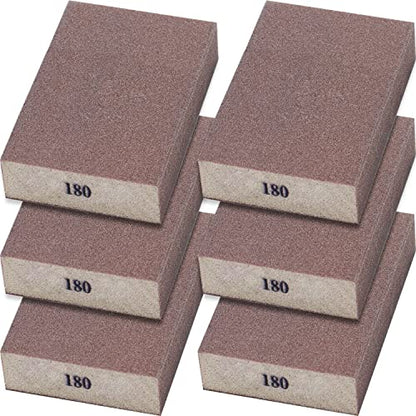 6Pcs Sanding Sponge 180 Grit Fine Blocks for Pot Brush Pan Brush Metal Sanding Wood Sanding Washable&Reusable N-G-001-180 - size: 180 Grit