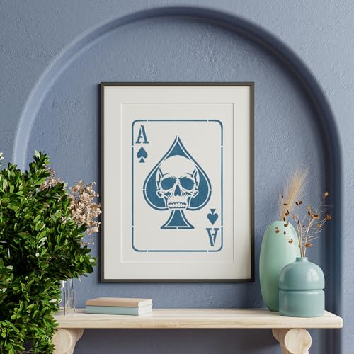FINGERINSPIRE Playing Cards Painting Stencil with a Brush 8.3x11.7inch Spades A Pattern Drawing Template Skeletons DIY Decoration Stencil for Painting on Wood Wall Fabric Furniture - style: Playing Card