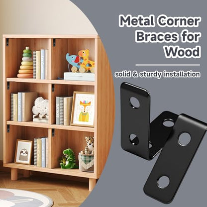 Luomorgo L Bracket Corner Braces 1.5 Inch, Black Coated, 20PCS - size: 1.5 Inch Black Coated