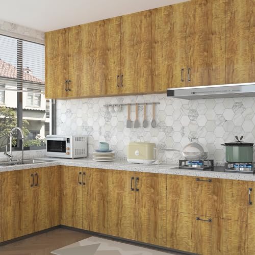 Livelynine Burl Wood Contact Paper Peel and Stick Countertops Waterproof Gold Wood Grain Contact Paper for Cabinets Desk Counters 15.8X78.8 Kitchen Cabinet Wallpaper Self Adhesive Vinyl Wrap - color: Burl Wood, size: 15.8" x 78.8"