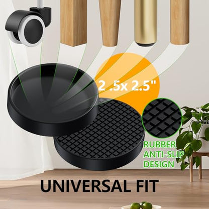 Furniture Coasters, 4PCS 2.5" Furniture Caster Cups for Hardwood Floors - size: 2.5" 4pcs Black