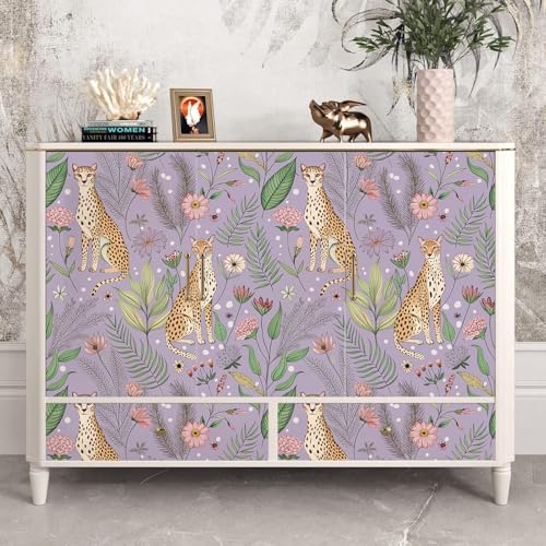 Floralplus Wallpaper Peel and Stick Removable Tropical Animal Wallpaper - color: Purple, size: 17.5" x 118"