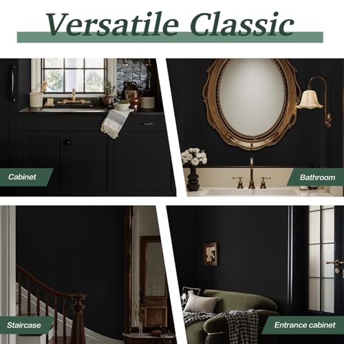 Dimoon 17.7''x78.7'' Peel and Stick Wallpaper Black Contact Paper for New Environmentally Friendly Materials Thickening Upgrade Embossed Renter Friendly Wall Paper Modern Vinyl Wrap Countertop Bedroom - color: Black, size: 17.7" x 78.7"