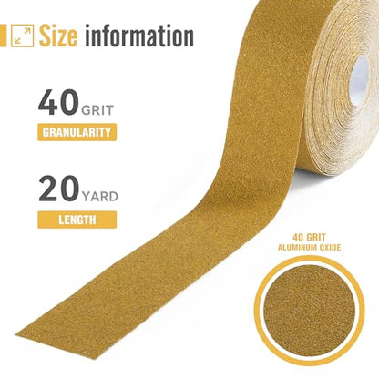 PSA Longboard Sandpaper 40 Grit Sandpaper Roll 20 Yard x 2-3/4” Wide Self Adhesive Stickyback Sandpaper for Woodworking,Automotive,Sanding Blocks - style: 40Grit