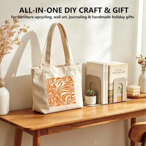 16Pcs Reusable Texture Stencils, Art Deco Spray Painting Stencils for Wood Fabric Furniture Canvas Plastic DIY Crafts