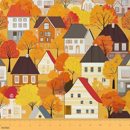 Feelyou City Trees Fabric By The Yard Decorative Soft - color: Multi 09, size: 1 Yard