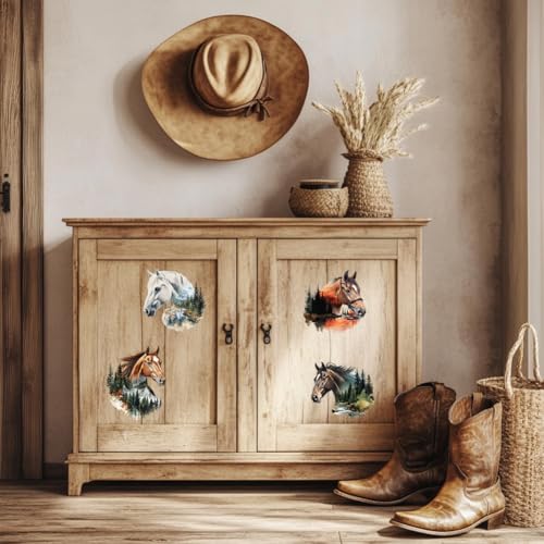 Peacoblue Horse Landscape Rub On Transfers for Furniture 6"x12" - style: Landscape with Horse Silhouette
