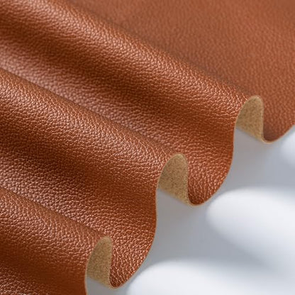 Marine Vinyl Fabric, Upholstery Faux Leather Fabric by The Yard, 1.05mm Lychee Texture Leather Sheets for Sofa Chairs Handbags Hair Bows Earrings Crafts (1 Foot 12''X 54'', Brown) - color: Brown, size: 1 Foot