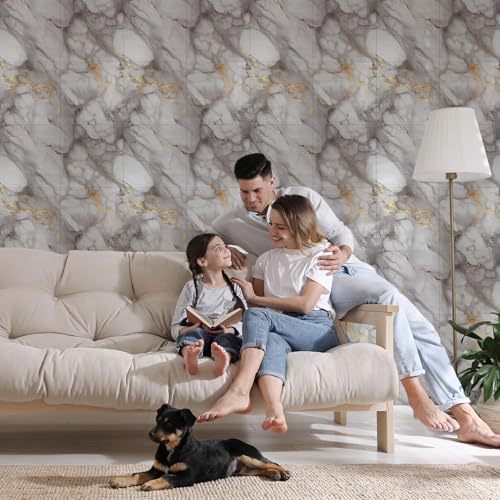 Peel and Stick Marble Wall Panels 11.8x11.8in Waterproof 20 Pack - color: Gold, size: 20 Pack