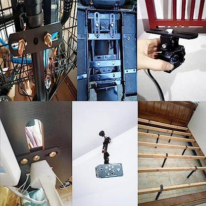4 Set Bed Support Legs Mending Plate with Mounting Screws Bolts Hardware Flat Plate Straight Bracket Brace for Adjustable Height Bed Support Legs Bed Frame Center Support Legs Slats Reinforce