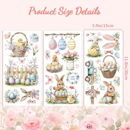 Peacoblue Easter Bunny Rub On Transfers for Furniture Craft 6"x12" - style: Spring Easter and Bunny