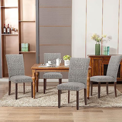 COLAMY Upholstered Parsons Dining Chairs Set of 4, Fabric Dining Room Kitchen Side Chair with Nailhead Trim and Wood Legs - Boho - color: F-boho, size: Set of 4