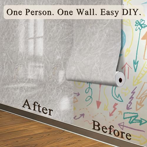 Grey Mist Marble Peel and Stick Wallpaper, 47.2 x 394 in - color: Grey Mist Marble, size: 47.2" x 394"