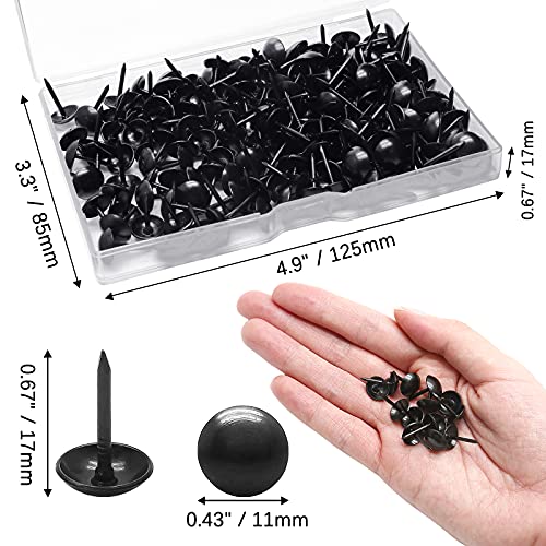 Metal Thumb Tacks, Black, 7/16 Inch, 200 Pcs - color: Black