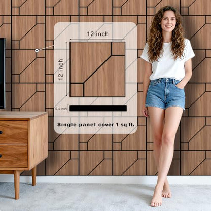 WoveN SounD Acoustic Wall Panels, Teak, 16 Pack, 12x12 in - color: DoubleCell, Teak, 16 Pack